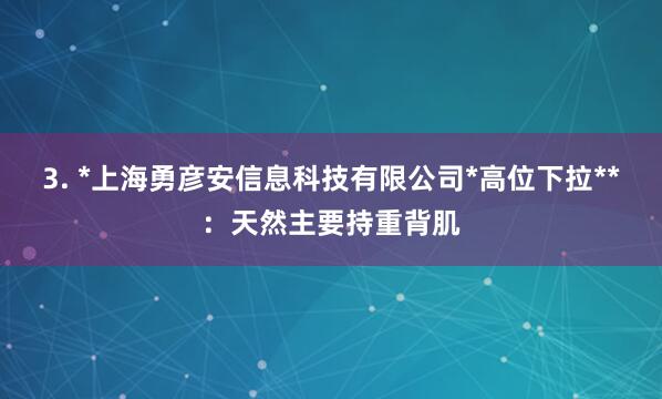 3. *上海勇彦安信息科技有限公司*高位下拉**：天然主要持重背肌